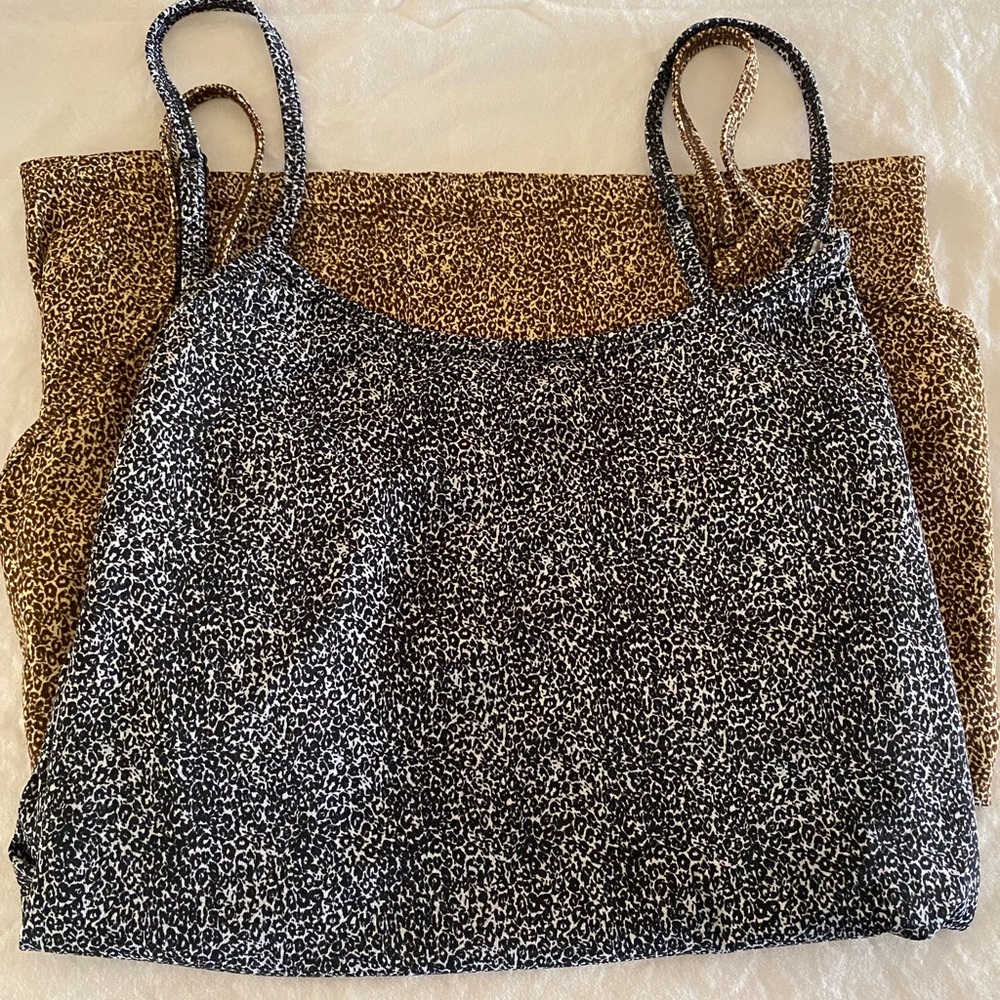 Lane Bryant Black and Tan Leopard Camisole Set